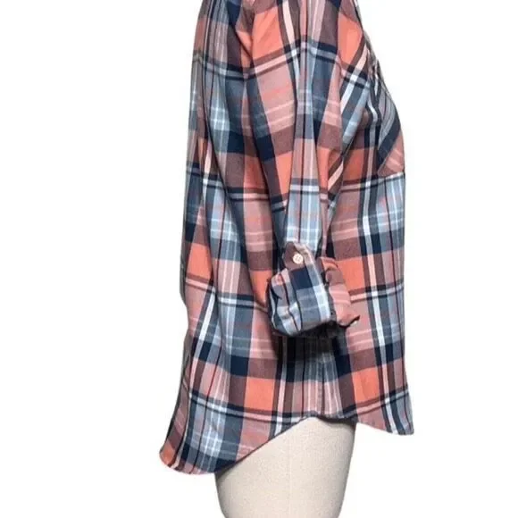 Lauren Ralph Lauren Plaid Button Up Roll Tab Sleeve Flannel Shirt Size XS Petite - Picture 2 of 4